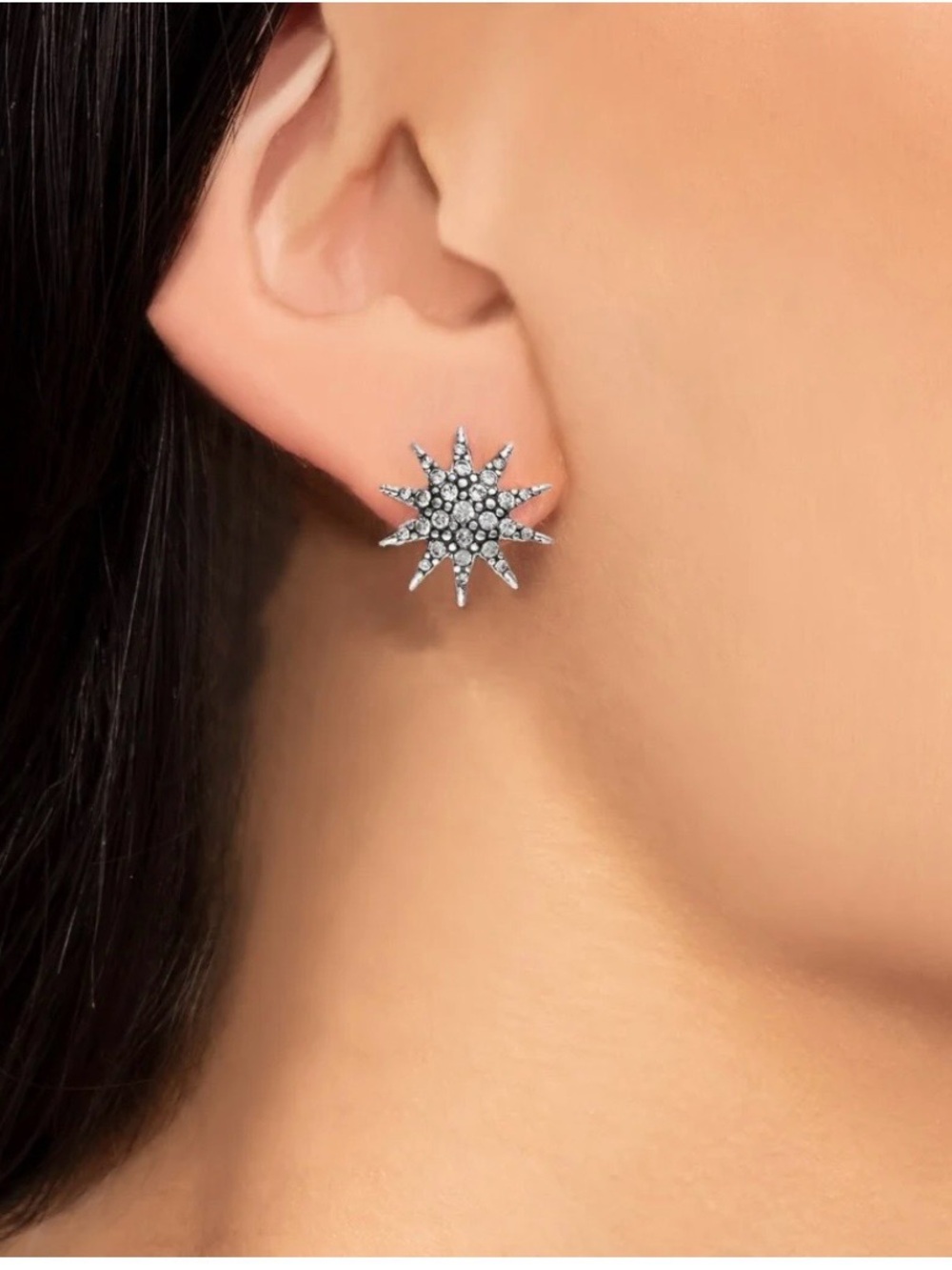 Lulu Frost Electra Stud Clear Crystal Starburst Stud Earrings - Picture 5 of 6